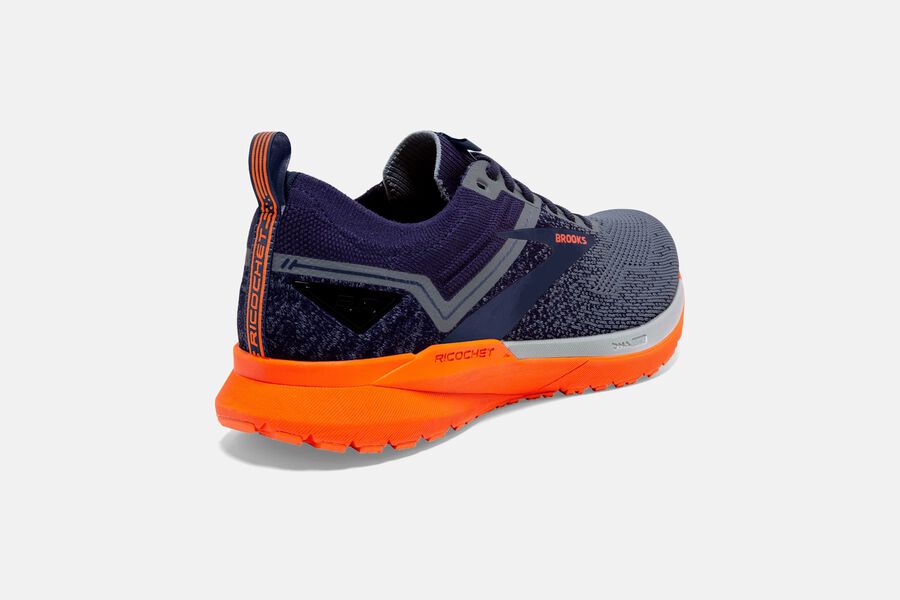 Ricochet 3 Road Brooks Running Shoes NZ Mens - Grey/Orange - XFLMEU-691